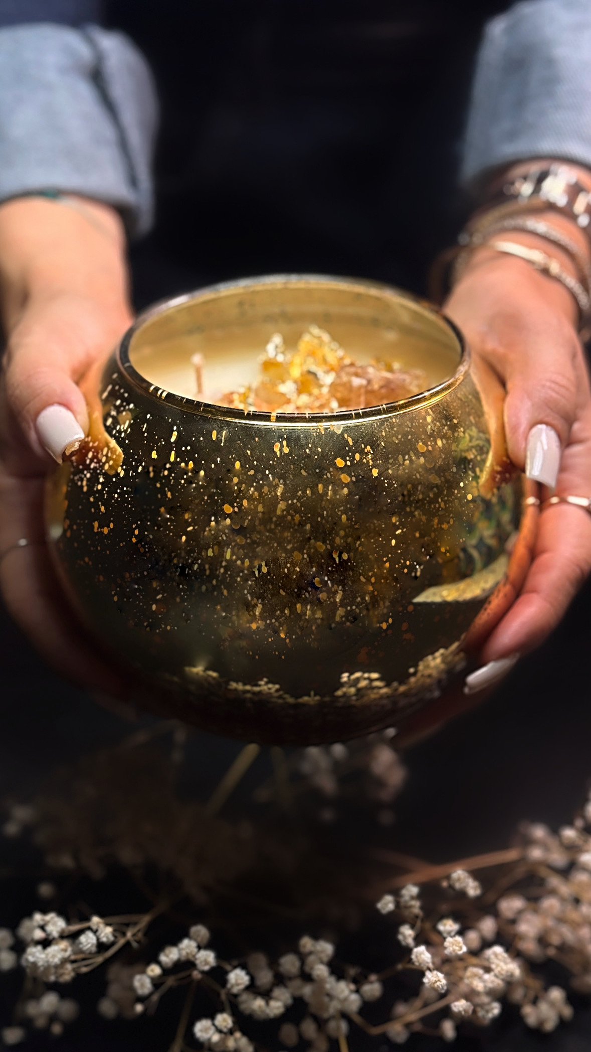 נר לפתיחת הצלחות עסקיות - מעוצב בכלי מראה עגול – תמונה 2